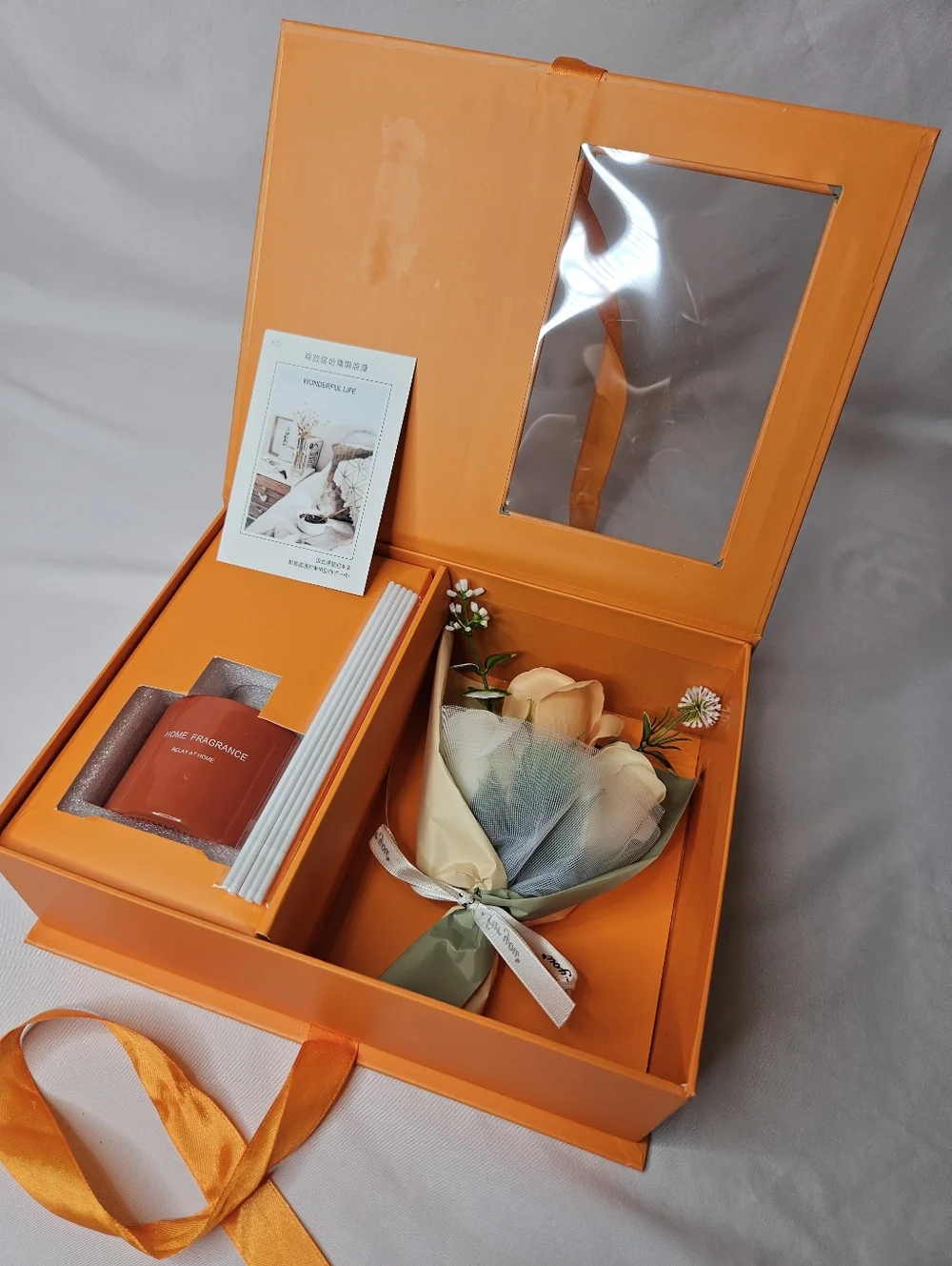 Luxury Gift Box with Reed Diffuser & Soap Flower Bouquet – Citrus Fruits